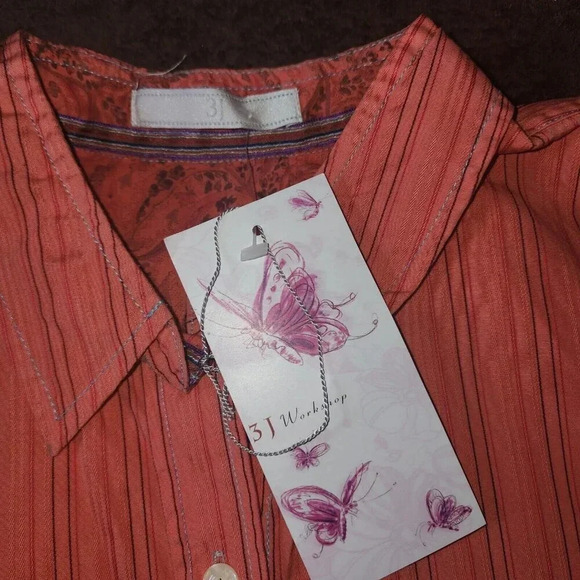 NWT 3J Johnny Was Button Up Top Women's Small Red Embroidered Paisley Pattern - Picture 6 of 9